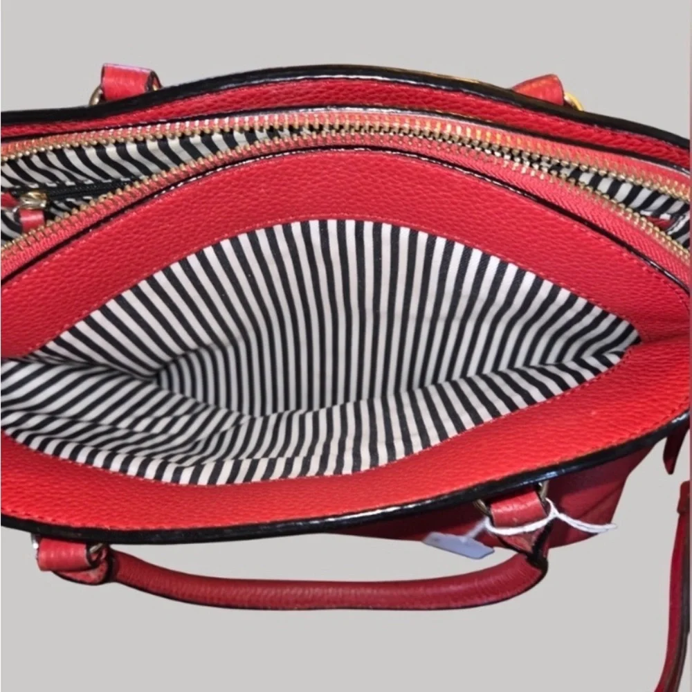 Kate Spade Bundle Jackson Street Lottie Satchel + Matching Pouch Cherry Red EUC